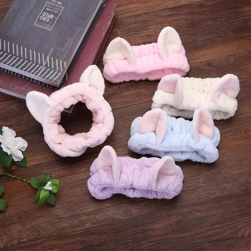 

Women Love Angel Elastic Cat Ear Makeup Hair Band Girls Face Washing Headwear Ladies Hair Ball Velvet Headband Accessories Gifts