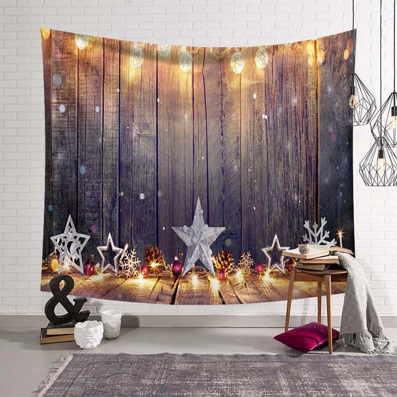 Newest Christmas Eve Decoration Wall Blanket Bear Gifts Pattern Star Lamp Snowman XMAS Wall Hanging Tapestry Bed Sheet Sofa Mat