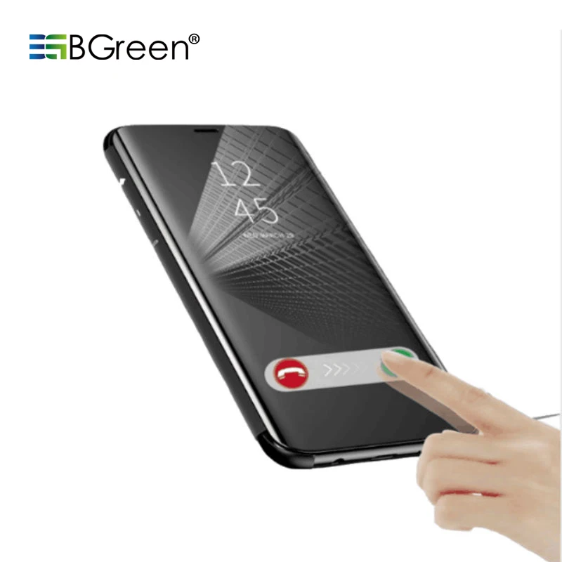 

BGreen Smart Cell Phone Case For Samsung Note 9 Mirror PC+Leather Mobile Phone Cover Shell Stand Holder