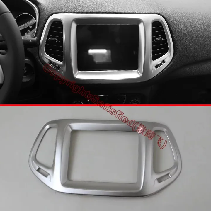 

ABS Pearl Chrome Inside Interior center control Cover Trim For Jeep Compass 2017 2018 Car Accessories Stickers