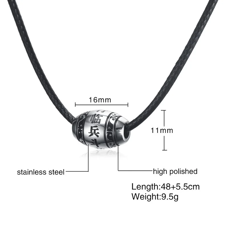 Vnox даосский 9 характер подвеска «мантра» Цепочки и ожерелья Для мужчин Для женщин ювелирные изделия панк Черное Ожерелье-цепь молитва мужской Цепочки и ожерелья