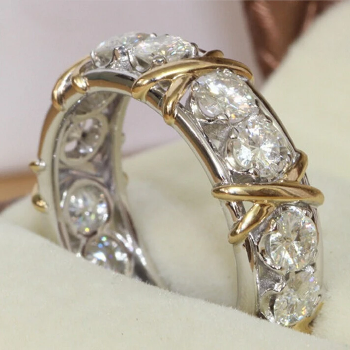 Брендовое ювелирное изделие, 925 пробы, серебряное кольцо с камнем рождения, желтое золото, крестик, вечное кольцо, обручальное кольцо для женщин, размер 5-12