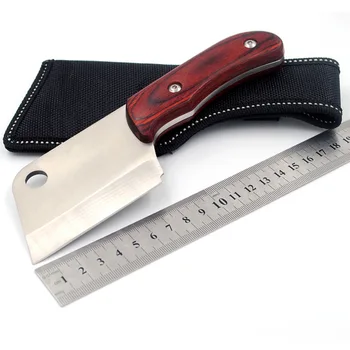 

High End Small Stainless Steel Kitchen Knife With Wood Handle Outdoor Camping Mini Chopping Knife Sharp Chopper