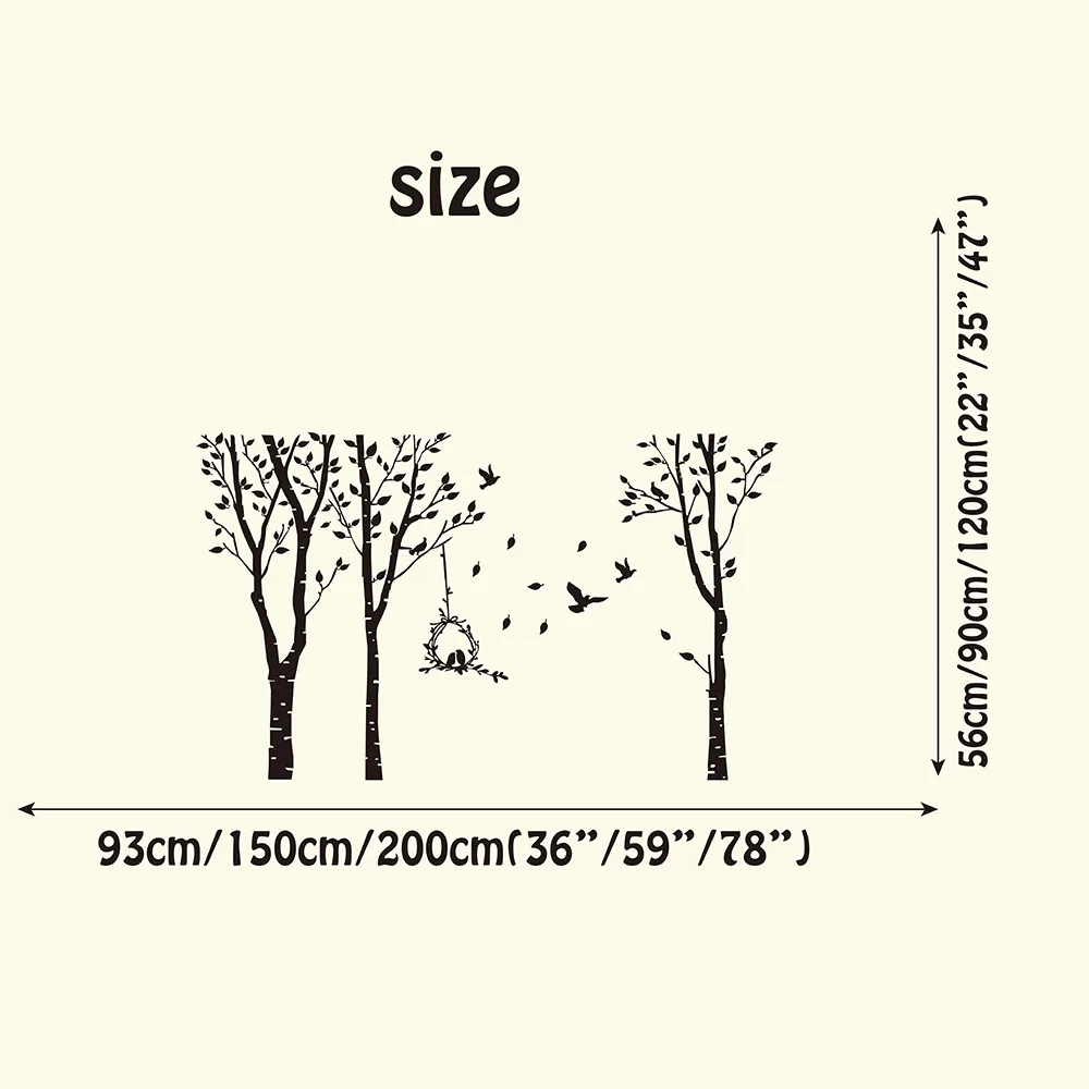 Большая деревянная Наклейка Настенная с птицей спальня детская комната лесной пейзаж пасторальная Наклейка на стену гостиная виниловая домашний декор художественная роспись