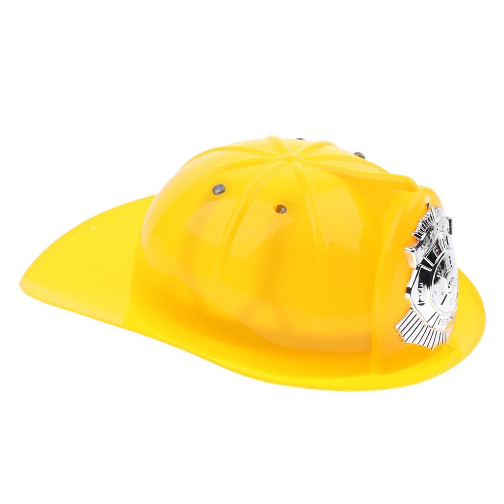 Girls Boys Kids Yellow Firefighter Fireman Hero Helmet Fancy Dress Accessory Hat