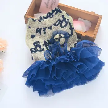 

Lovely Lace Mesh Dogs Letter Sweater Dress Rosy Dress Pet Wedding Dresses for Dogs skirt