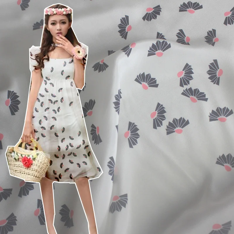 

Customized 140cm wide 14mm 100% silk double crepe paper fan digital printing spring and summer silk clothes cheongsam fabric