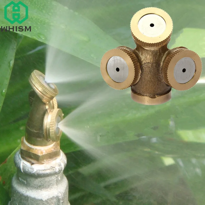 WHISM Adjustable Brass Spray Head Misting Nozzle Garden Sprinkler Watering Irrigation Fitting Home Agricultural Fogging Sprayer