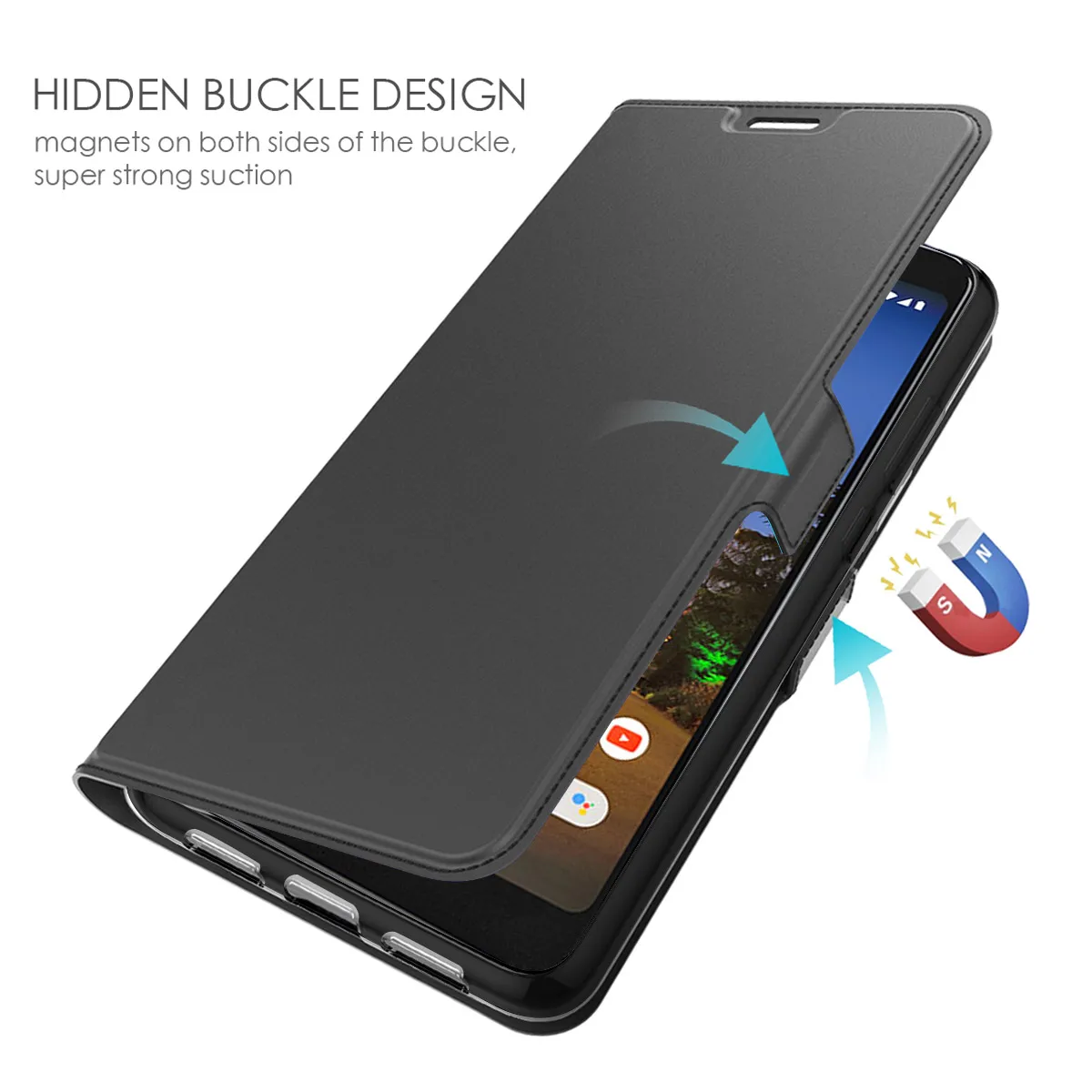 لجوجل بكسل 3a XL حالة جلدية فاخرة للصدمات محفظة فليب غطاء ضئيلة المغناطيس مشبك لجوجل بكسل 3A XL 3A بطاقة حالة