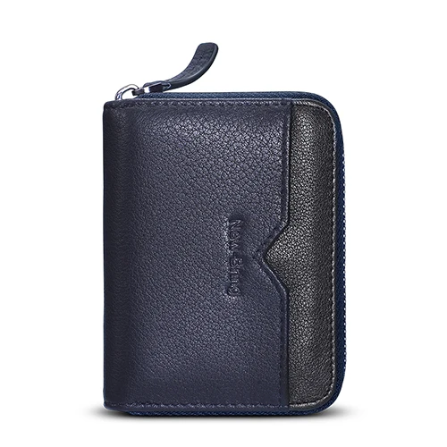Кожаный футляр для карточек NewBring, с 30 12-битной блокировкой NFC, кошелек для мужчин и женщин на молнии, для банковских карточек, визиток и удостоверений - Цвет: Blue-12CardSlots