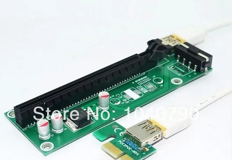 10 шт./лот PCI E Express 1X to 16X Riser Card + USB 3 0 удлинитель с блоком питания для биткоина litecoin