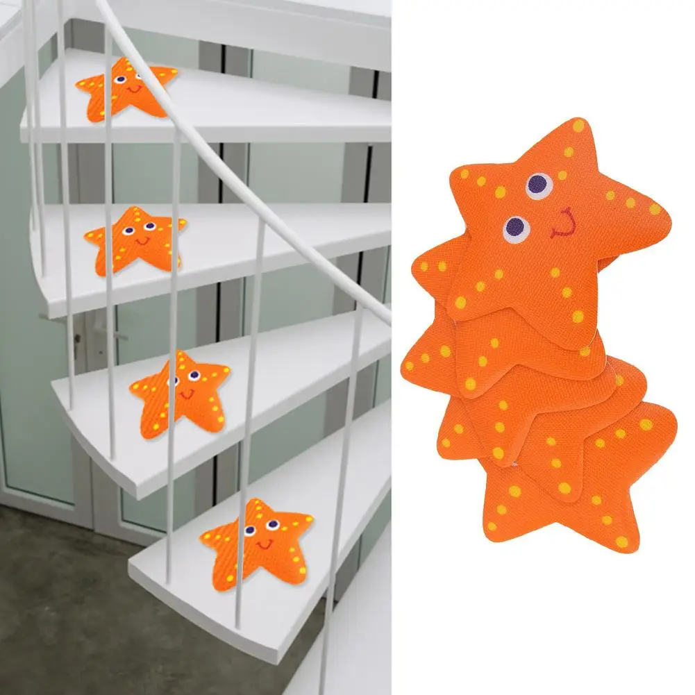 

5Pcs 3D Wall Stickers Carpet Non Slip Bath Sticker Bathtub Treads Tub Sticker Cartoon Starfish Stair Anti-slip Sticker Bath Mat