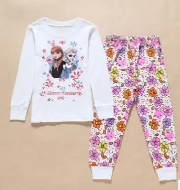 Фирменная Новинка принцессы для девочек комплект одежды для сна Детские пижамы Детские длинный рукав ночное белье хлопковая Детская одежда пижамы - Цвет: 2 style