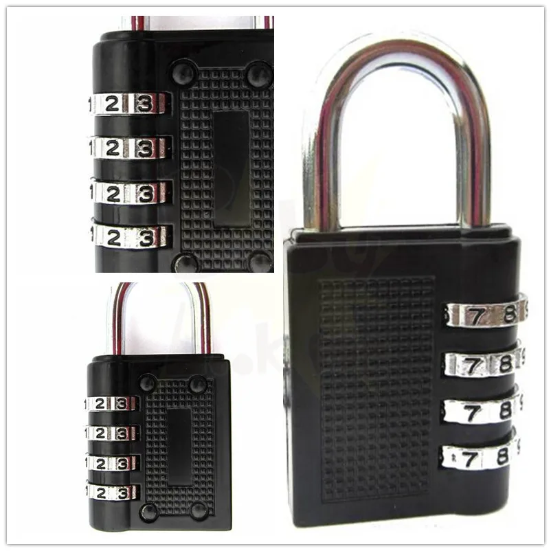 Wholesale Black 4 Dials Resettable Combination Password Lock Safe Door Locker Pad Lock Padlock