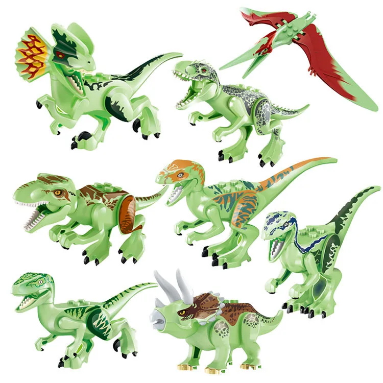 

Legoings Kids Toys Jurassic Dinosaurs World Park Luminous Dinosaur Raptor protection education Building Blocks Set Compatible