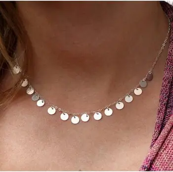 

Simple fashion temperament personality sequins women short paragraph necklaceXL079