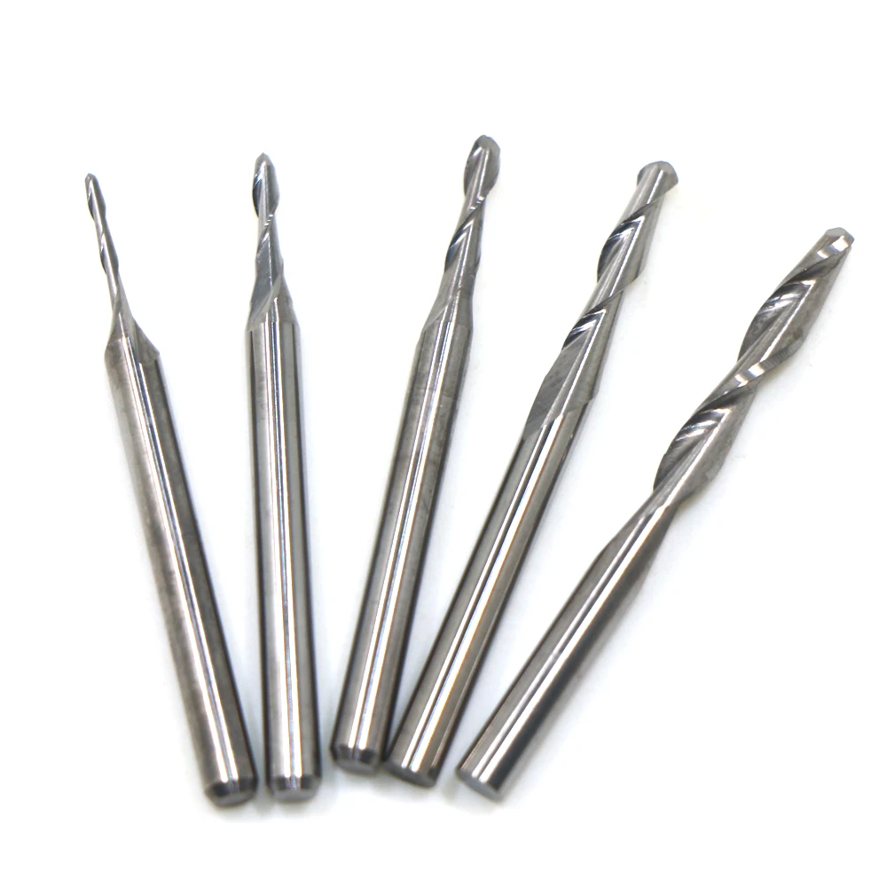 

for wood working set diameter 1mm 1.5mm 2.0mm 2.5mm 3.175mm Carbide Ball Nose End Mill CNC Engraving Router bits milling cutter