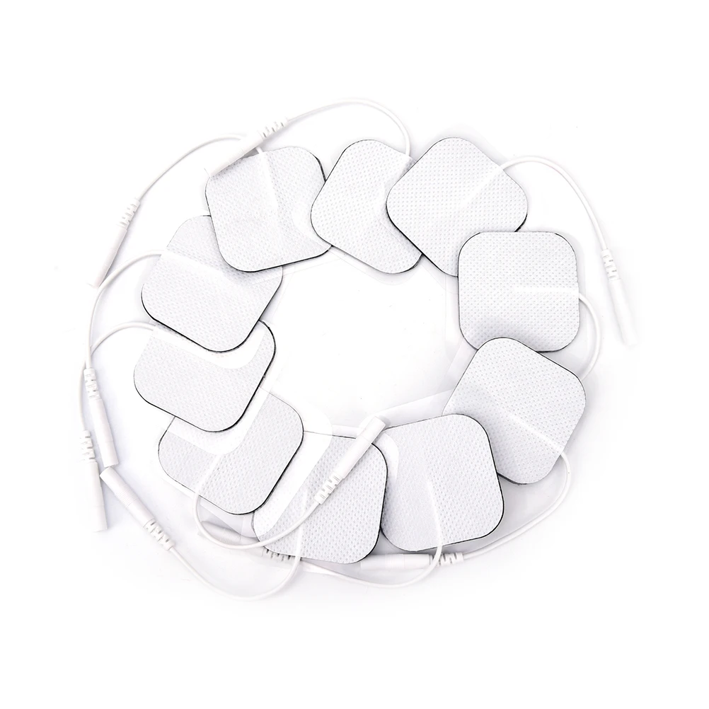 10 Pcs/lot 4*4cm Nerve Stimulator with 2mm Plug Electrode Pads Tens Electrodes for Tens Digital Therapy Machine Massager