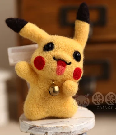 Pikachu 1 Пикачу мультфильм животных набор шерстяной вышитый набор Шерсть Войлок игла для валяния украшения Ремесло Вышивка своими руками ручной работы - Цвет: Pikachu 1