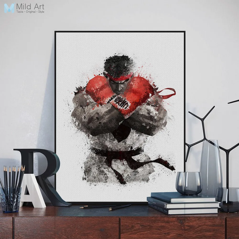 

Watercolor Modern Pop Games Street Fighter Boxing Canvas A4 Art Print Poster Wall Pictures Boy Room Home Decor Painting Custom