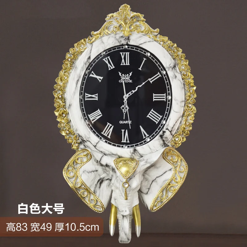 Retro Wall Clock Villa Wall Clock Elephant Color:G-49X10.5X83cm
