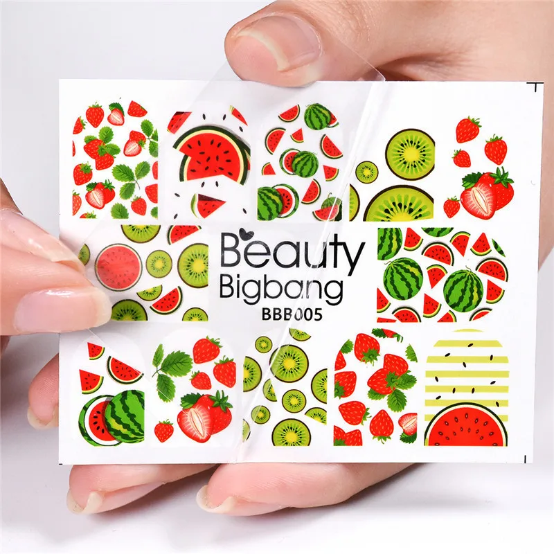 

BeautyBigBang 1 Sheet Watermelon Kiwifruit image Nail Stickers Fruit Design Manicure Nail Art Decoration Water Decals BBB005