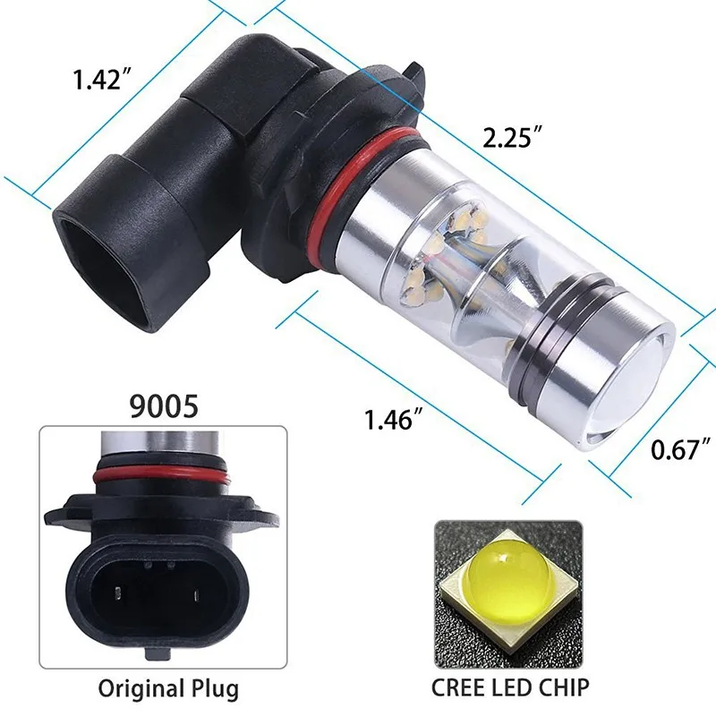 1 пара высокой мощности Foglight 60 Вт яркий 6000K Светодиодный лампочки 1000LM H8 9005 9006#94209