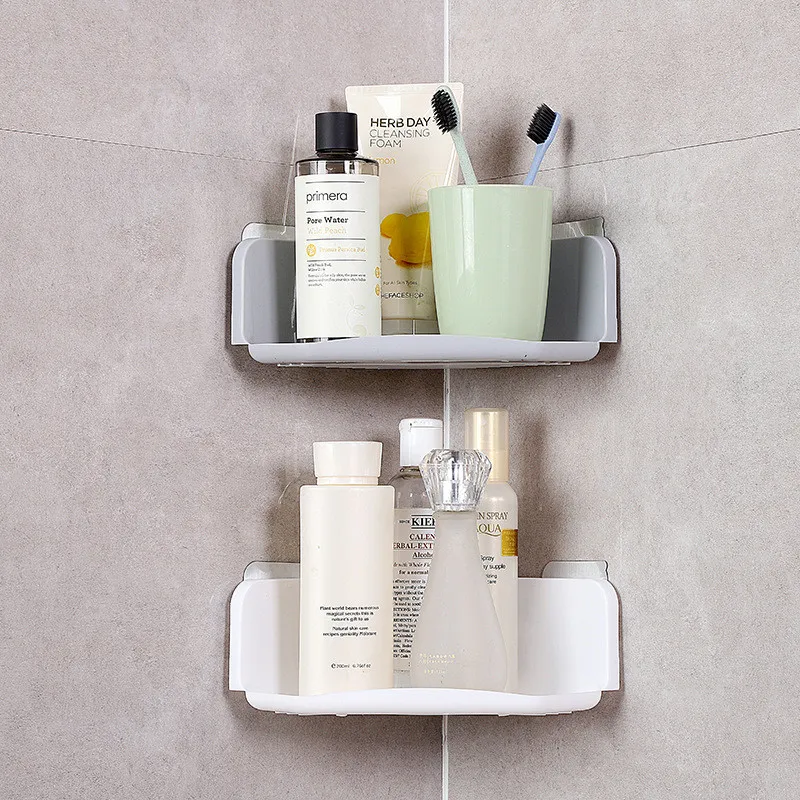 

Triangle Bathroom Shelves Plastic Wall Corner Storage Holder Bathroom Accessories Storage Easy To Install and Drop Shipping