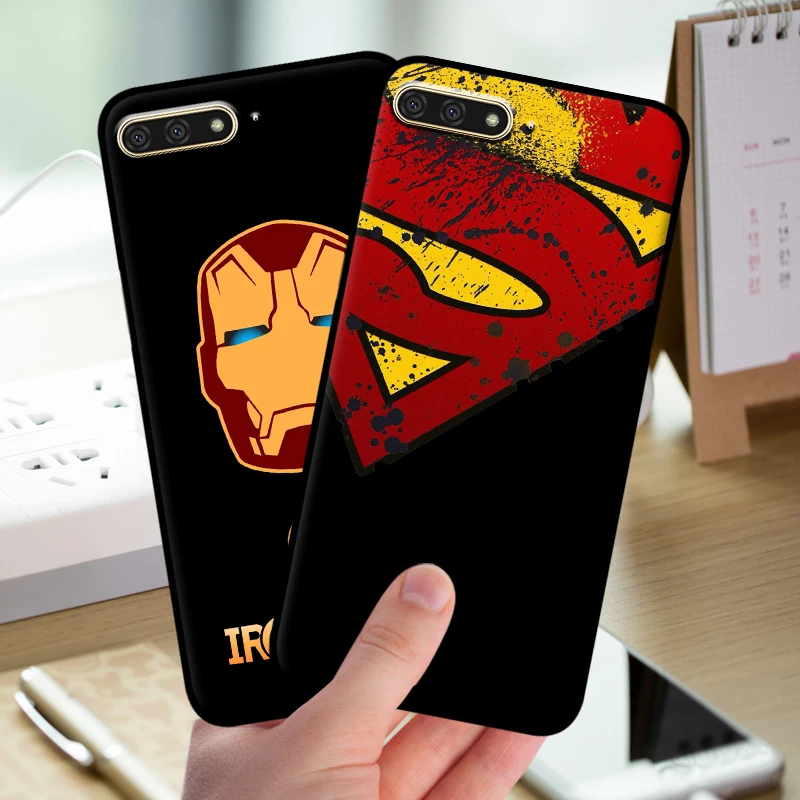 mosirui for Huawei y6 prime 2018 case Silicone Cover soft shell Back in fitted Marvel Comics Spider Iron Thor |