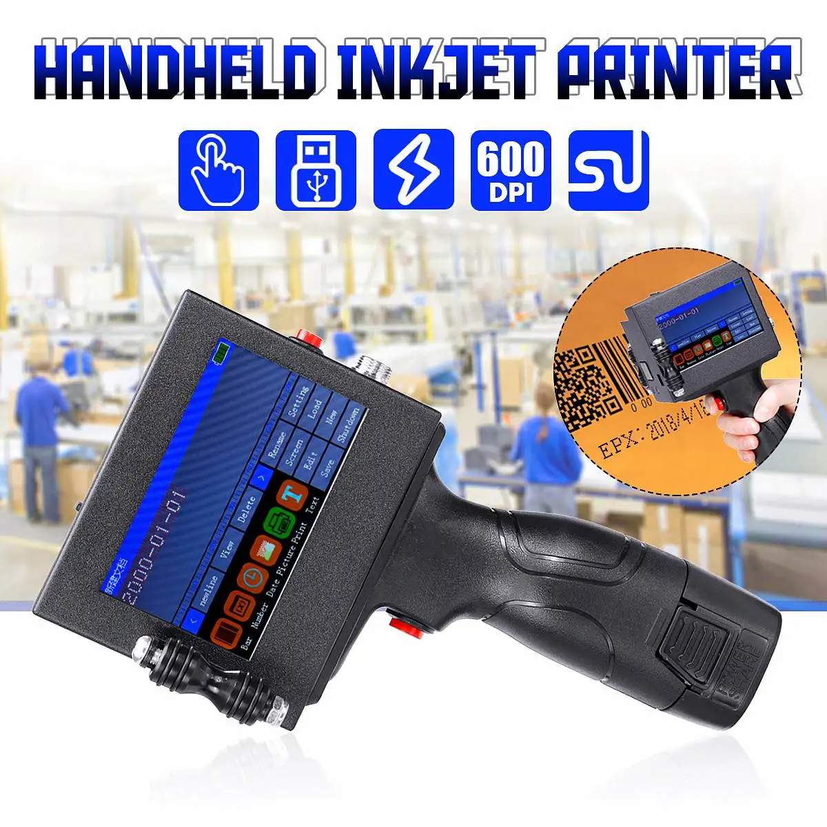 Портативный светодиодный сенсорный экран портативный принтер 600 dpi Интеллектуальный USB qr-код принтер для этикеток струйный высококачествен... Портативный светодиодный сенсорный экран портативный принтер 600 dpi Интеллектуальный USB qr-код принтер для этикеток струйный высококачествен...