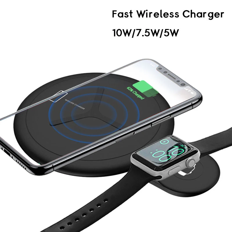 

Wireless Charger 10W 2 in 1 QI Wireless Charger For iPhone X XS Max Fast Charger For Apple Watch 4 3 2 Dual Cargador inalambrico