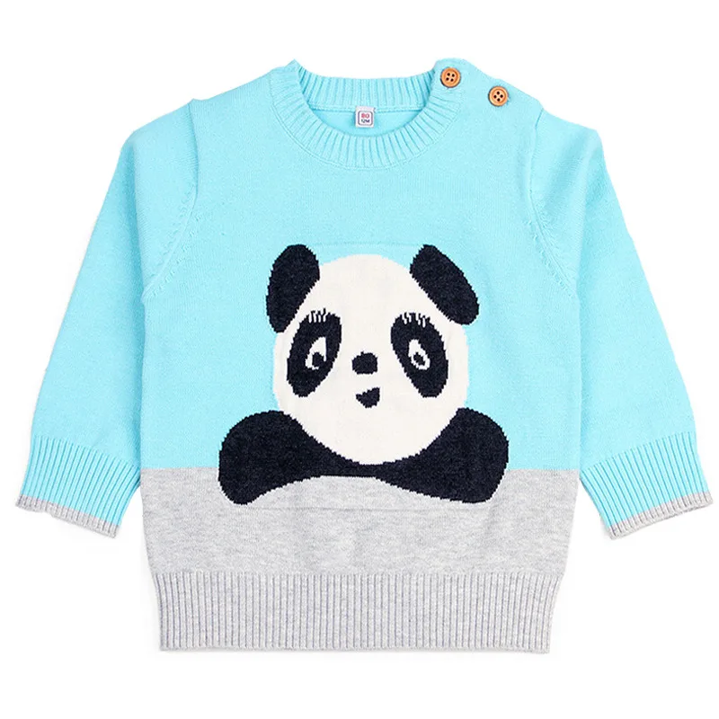 Красивый рисунок панды для мальчиков и девочек от 6 месяцев до 24 месяцев, зимняя одежда пуловеры с круглым вырезом для малышей, Повседневные вязаные свитера с манжетами для новорожденных, DC331