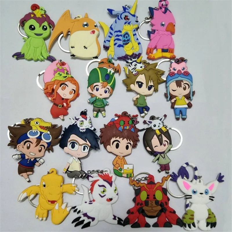 Anime Digimon Figure Toys Agumon Gabumon Koromon Tanemon Gomamon Piyomon Patamon Yagami Taichi Keychain Pendant Dolls 10pcslot (16)