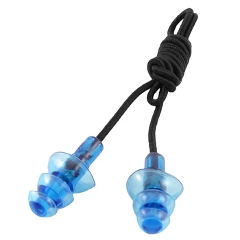 

SZ-LGFM-Black Elastic Rubber String Clear Blue Silicone Swim Ear Plugs w Storage Case