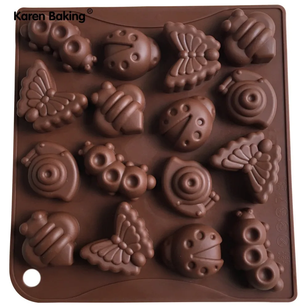 Cartoon Insects Shaped Silicone Chocolate Candy Molds Fondant Mould For Bakeware B232in Cake