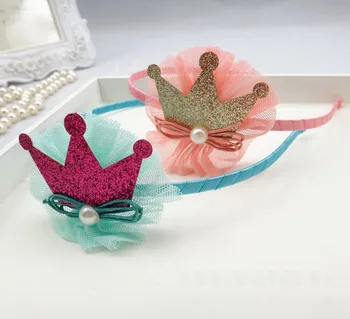 

12pcs Boutique Glitter 3D Tiaras Hairbands Solid Lace Floral Crown Hard Headbands Princess Headwear Fashion Hair Accessories