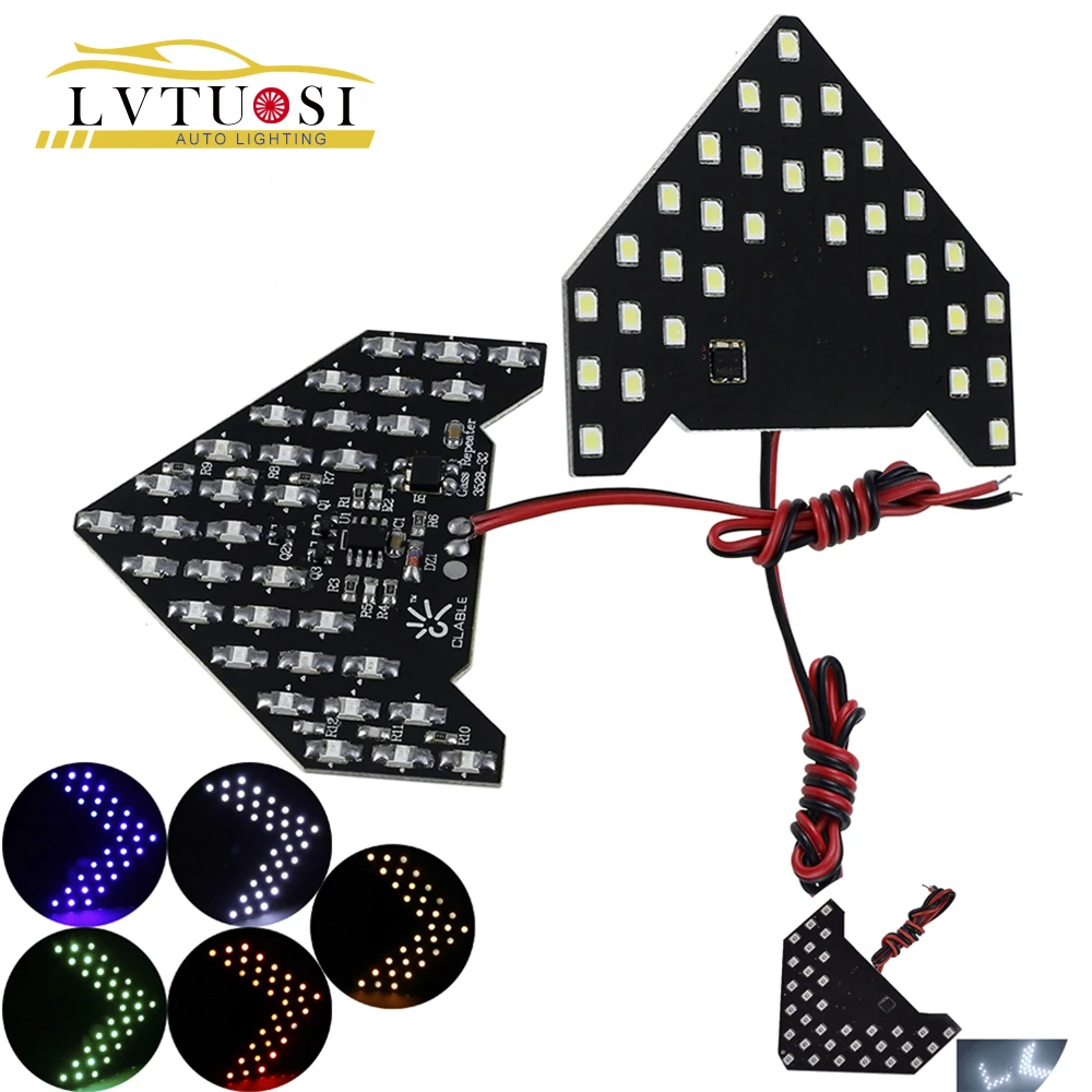 

LVTUSI 4PCS 33 LED SMD Car Side Mirror Turn Signal Light Sequential Led Lights Arrows Indicator Safe led Panels For All Car CE