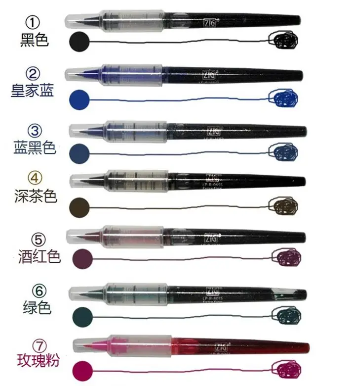 ZIG Cocoiro Lettering Pens Kuretake LP-R-030S Extra Fine Letter Calligraphy Pen Ink Refill Cartridge 12 Colors Japan lettering pens