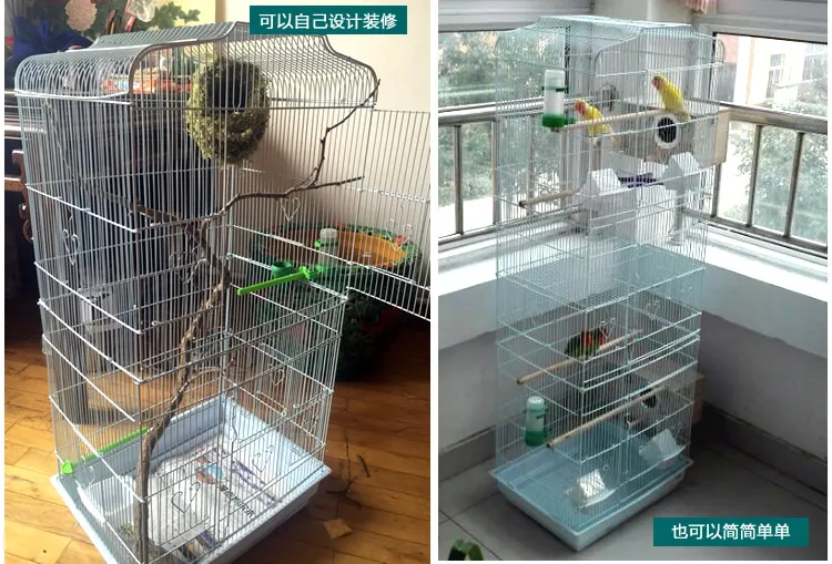 Foldable Metal Parrot Villa Bird Cage Thrush Starling Parrot Cage Three-story Heightened Bird Building Upgraded Version 46*36*93