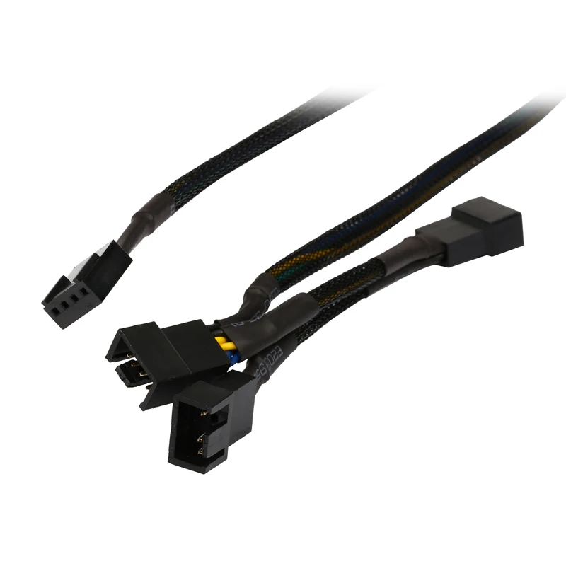 

Black Net Jacket Sleeved 16 inch(8+4+4) 1 to 3 4-pins Molex CPU Case 4 Pin PWM Cooling Fan Splitter Hub Power Adapter Cable Cord