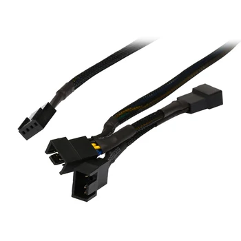 

Black Net Jacket Sleeved 16 inch(8+4+4) 1 to 3 4-pins Molex CPU Case 4 Pin PWM Cooling Fan Splitter Hub Power Adapter Cable Cord