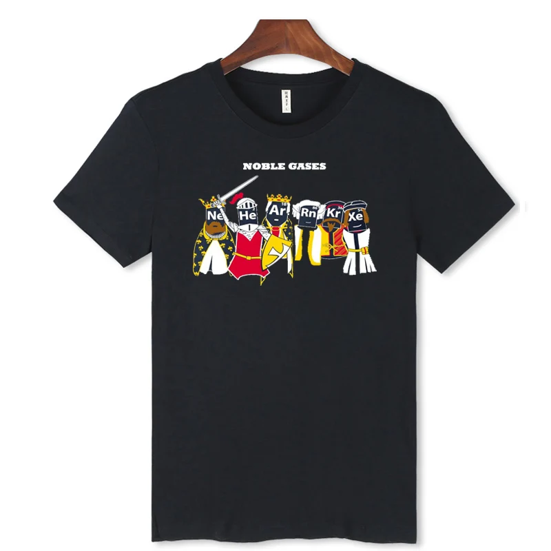 Cartoon Noble Gases Short Cotton T Shirt Men O Neck Summer Black Casual