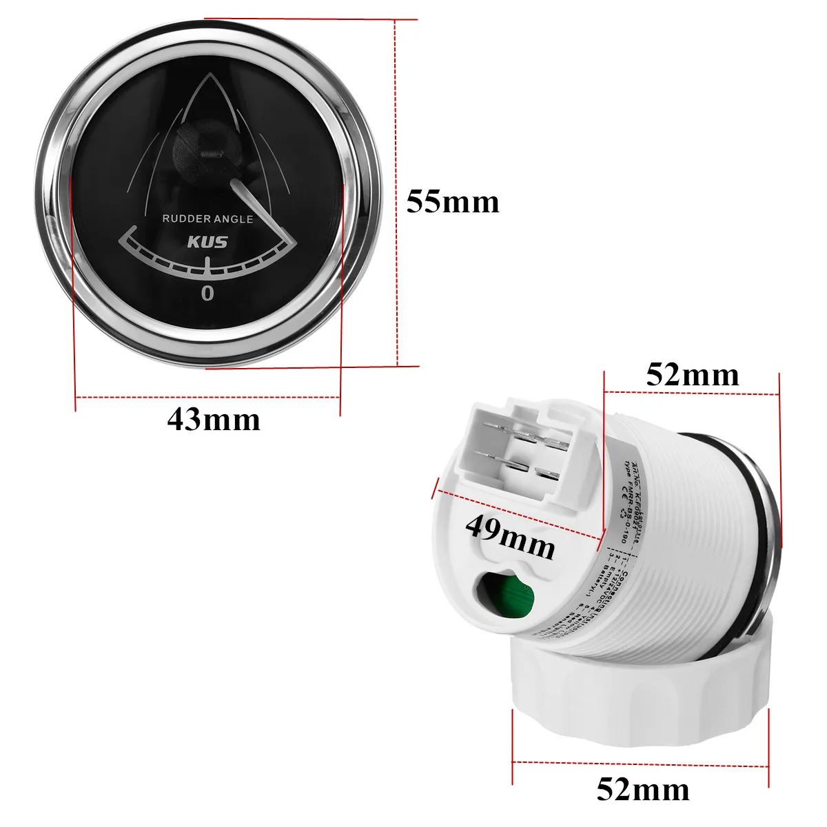 12 V/24 V нержавеющая сталь с морской/лодочный датчик угла поворота руля R-L KUS руль индикатор угла использования движущийся магнит принцип 52mm