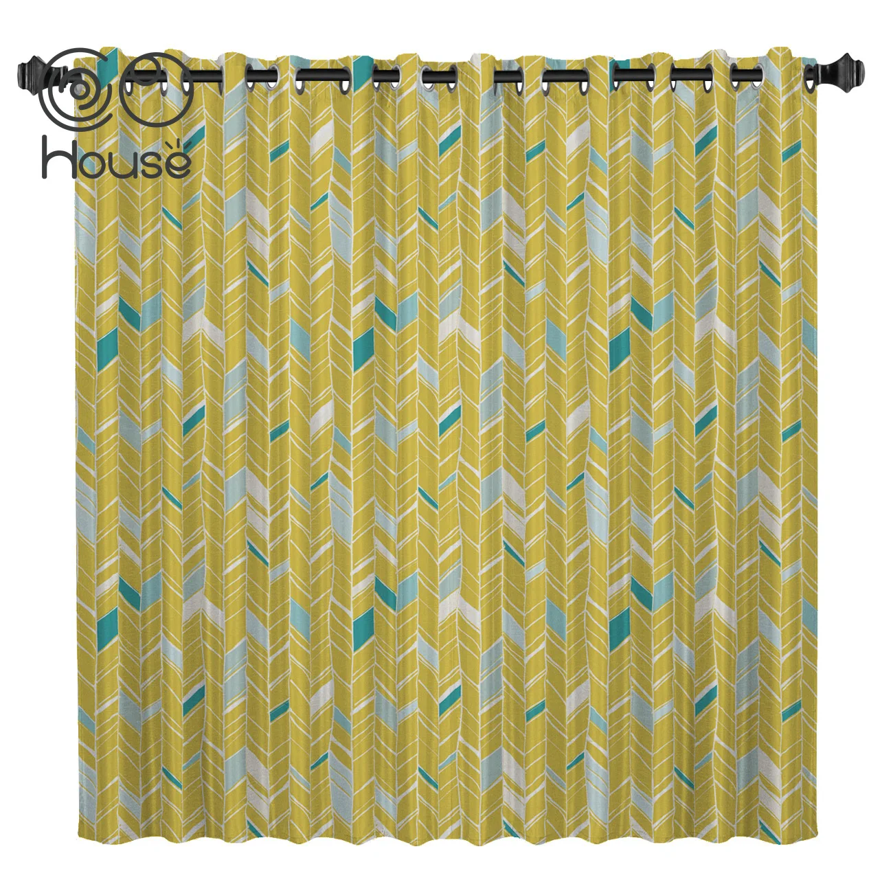 

COCOHouse Geometric Yellow Striped Square Window Treatments Curtains Valance Living Room Blackout Bedroom Outdoor Drapes Indoor