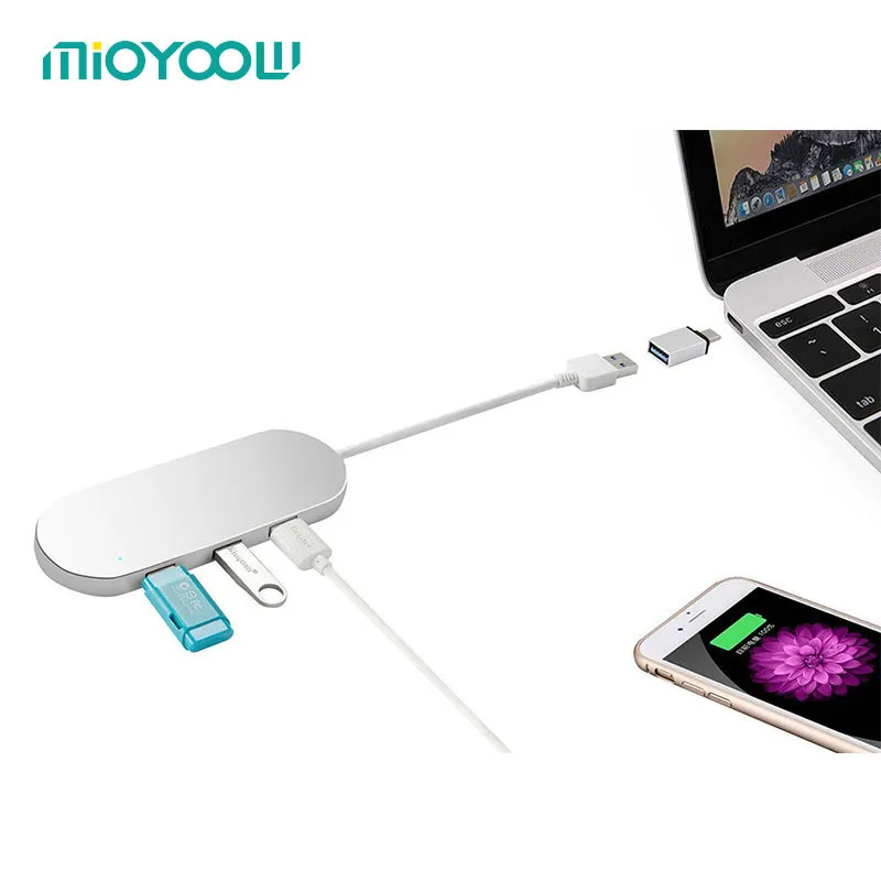 3 Ports Multi Splitter Hab Aluminum Hub With Memory Sd Card Reader Usb