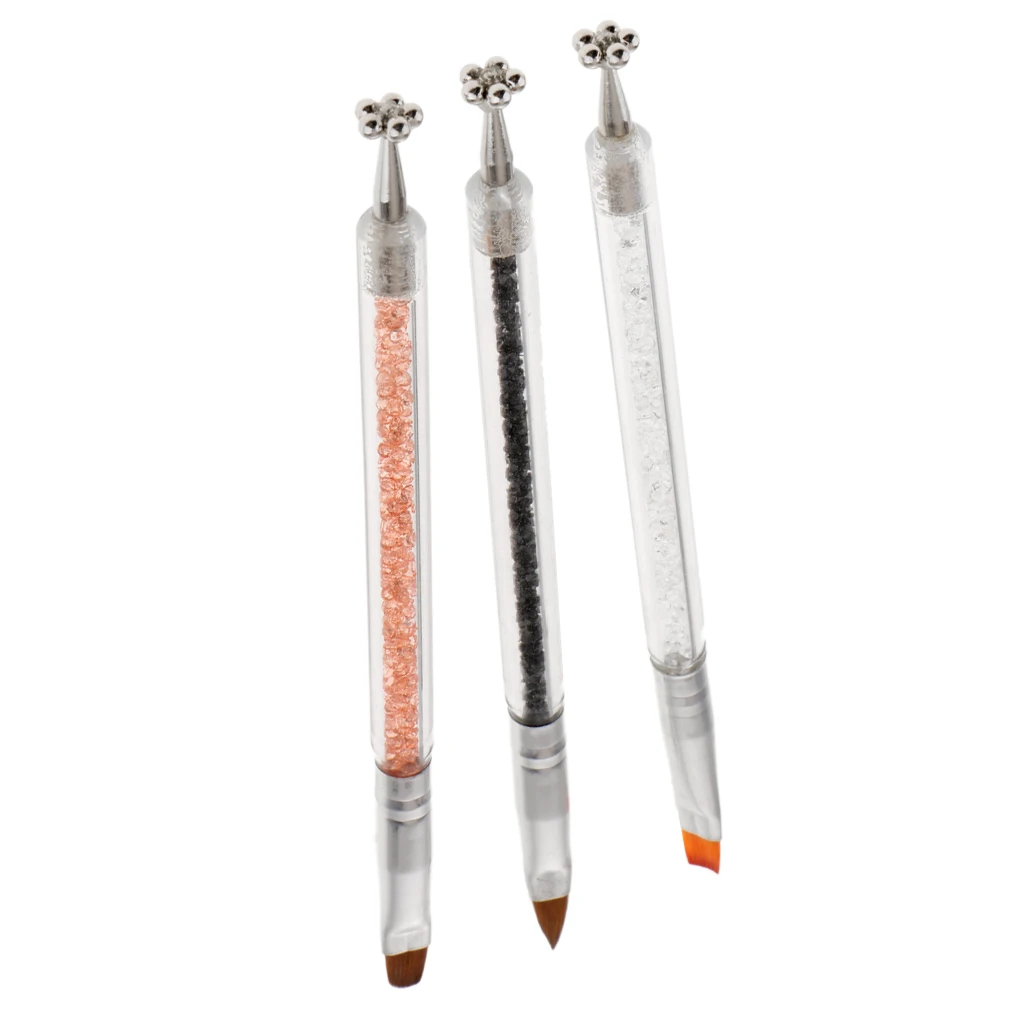 3PCS Double Head Nail Art DIY UV Gel Liner Brush Magnet Tip Painting Pen Nail Beauty