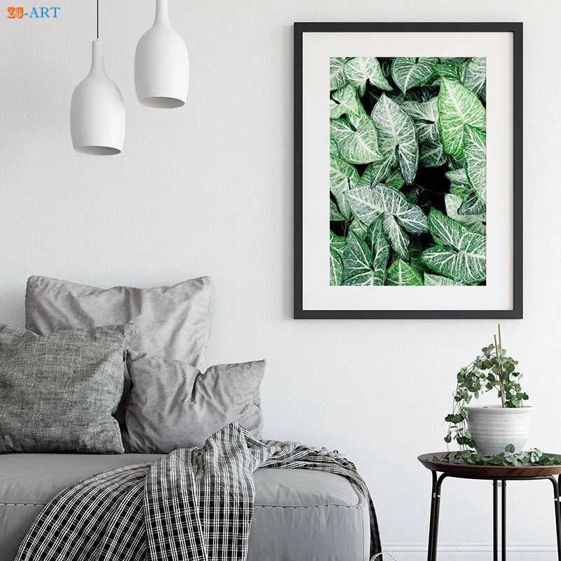 Зеленый Растительный лист с принтом тропических листьев, плакат на холсте, настенная живопись, настенные картины для гостиной, украшение дома