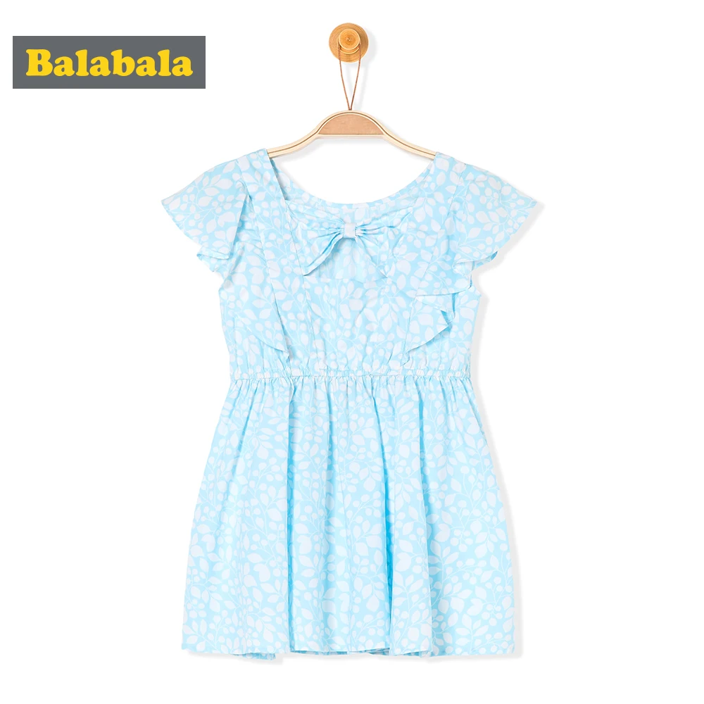 

Balabala Girls Dress Short Butterfly Sleeve Toddler Girl Open Back Dress Children Kids Girl Summer Beach Dress with Flounce