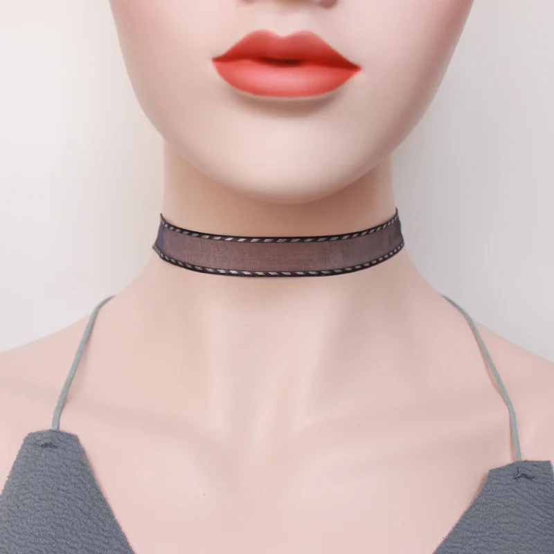 Handmade Plain Lace Choker Necklace Vintage Wide Ribbon Statement