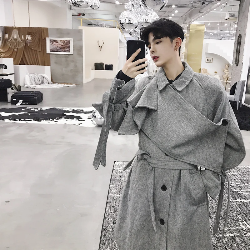 

Men Retro Fashion Business Casual Loose Long Trench Coat Outerwear Men Overcoat Long Windbreaker Jacket Spring Autumn Clothes